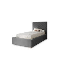 POLSTERBETT Aura 90x200 cm, Einzelbett mit Bettkasten und Lattenrost aus Holz, Velourstoff: Dunkelgrau - Dunkelgrau, Holz/Kunststoff (90/200cm) - Marpur