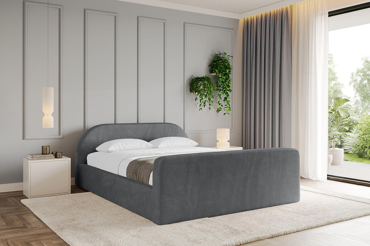 POLSTERBETT mit Bettkasten, Fußteil und Lattenrost, Boxbett ohne Matratze - TIVON-Z-V1 180x200 Dunkelgrau - Anthrazit, Holzwerkstoff/Textil (180/200cm) - ALTDECOR