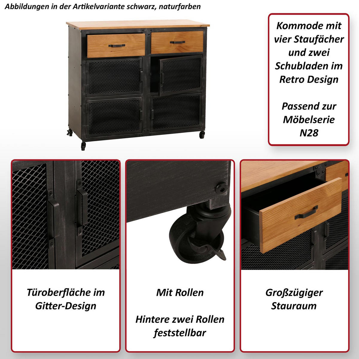 KOMMODE Beige - Beige, Holz (100/90/40cm) - MCW
