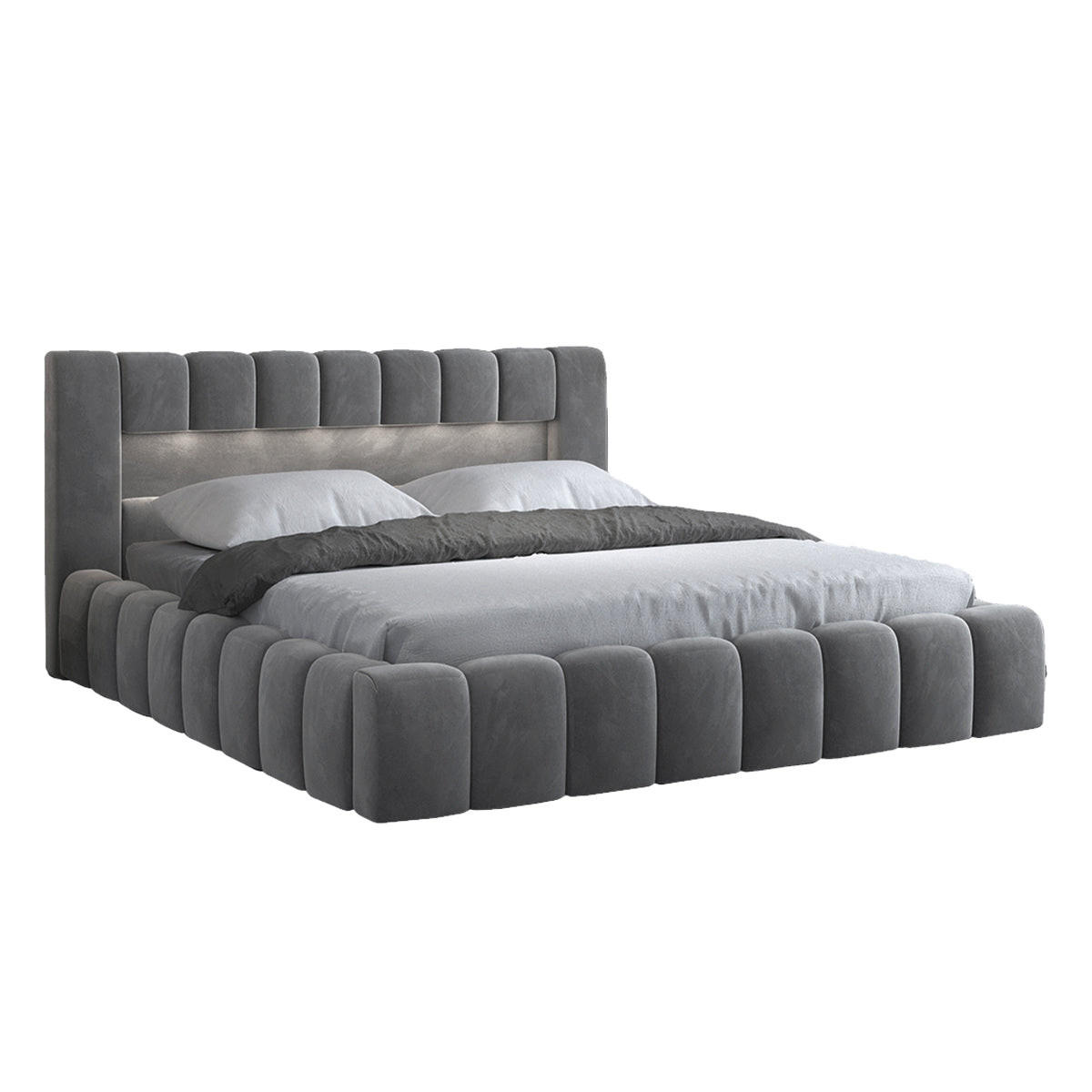 BOXSPRING POSTEL 180/200 Auria Šedá - šedá, dřevo (180/200cm) - Petits-meubles