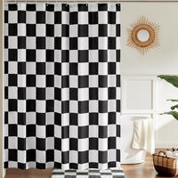 DUSCHVORHANG Schwarz kariert 180 x 180 cm maschinenwaschbar Retro Schachbrettmuster fürs Badezimmer - Schwarz, Textil (180/180cm) - MCBOSON