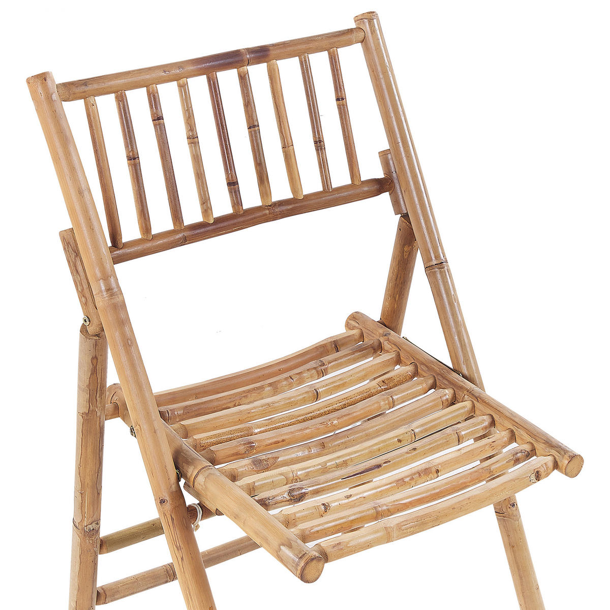 BALKONSET 2-Sitzer Bambusholz hellbraun Auflagen cremeweiß zusammenklappbar Savelletri - Hellbraun/Weiß, Holz/Textil - Beliani