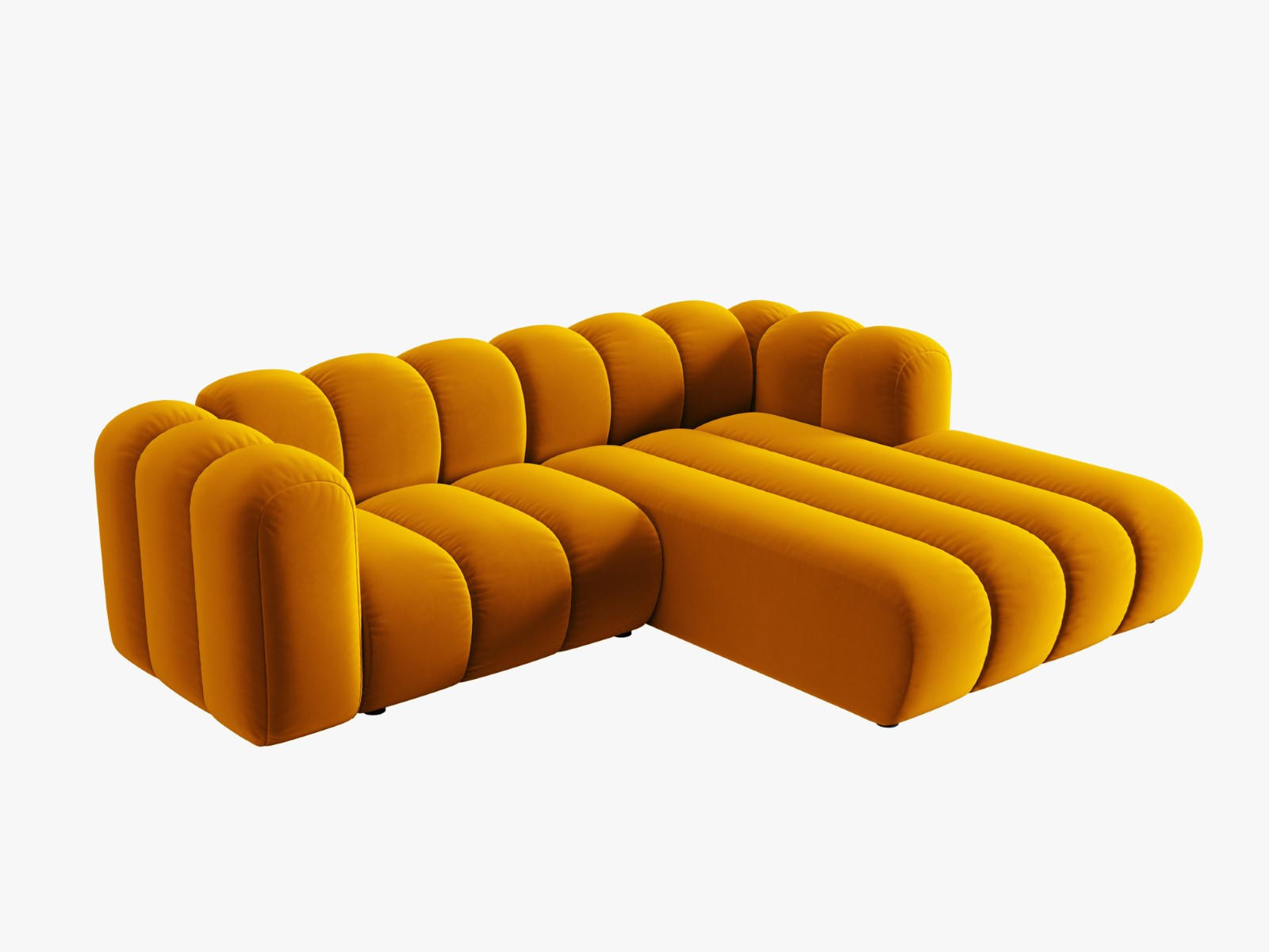 ECKSOFA modular rechts Lupine aus Samt gelb 3 Sitzplätze - Gelb, Textil (177/230cm) - Micadoni