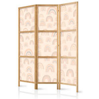 PARAVENT Japanischer 3-tlg 135x172 cm Regenb gen f r Kinder - Beige, Holz/Textil (135/172/3cm) - Muralo