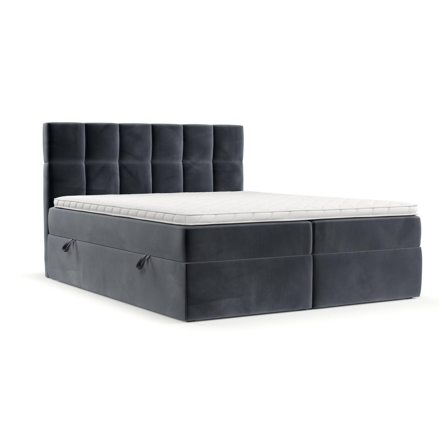 BOXBETT Vareno 160/200 cm Dunkelgrau im Kronos Stoff - Dunkelgrau/Schwarz, Holz/Holzwerkstoff (160/200cm) - AltaBeds