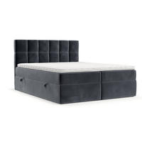 POSTEL BOXSPRING VARENO 180/200 Tmavě šedá - černá/tmavě šedá, kov/dřevo (180/200cm) - AltaBeds