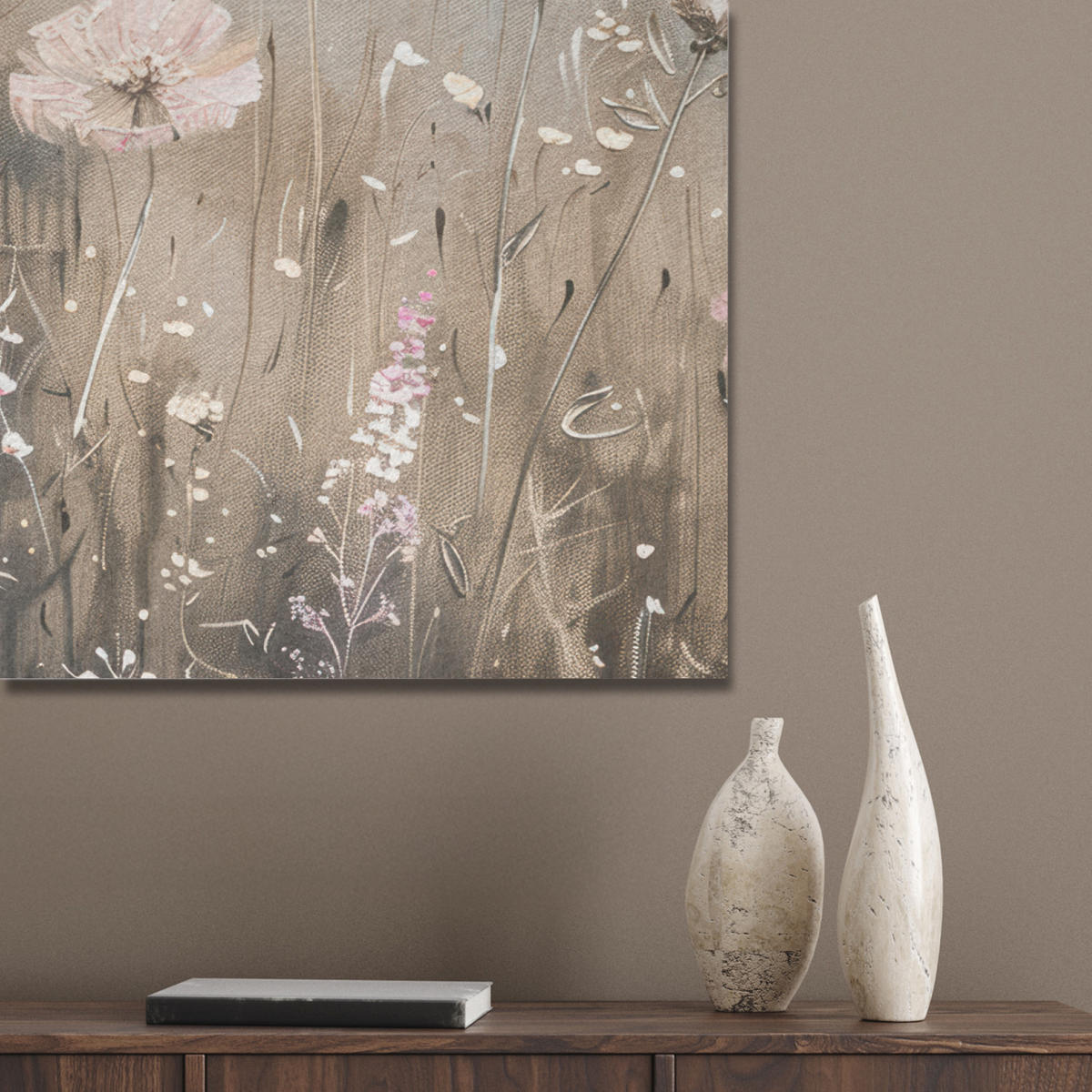 AKUSTIKBILD Blumen - Rosa - Modern - Beige Akustikpaneele 80x80 cm - Beige, Kunststoff (80/80/0.9cm) - MuchoWow