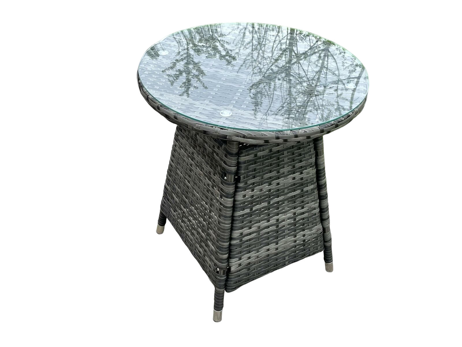 GARTENTISCH Polyrattan - Dunkelgrau, Glas/Kunststoff (60/60/71cm) - Fimous