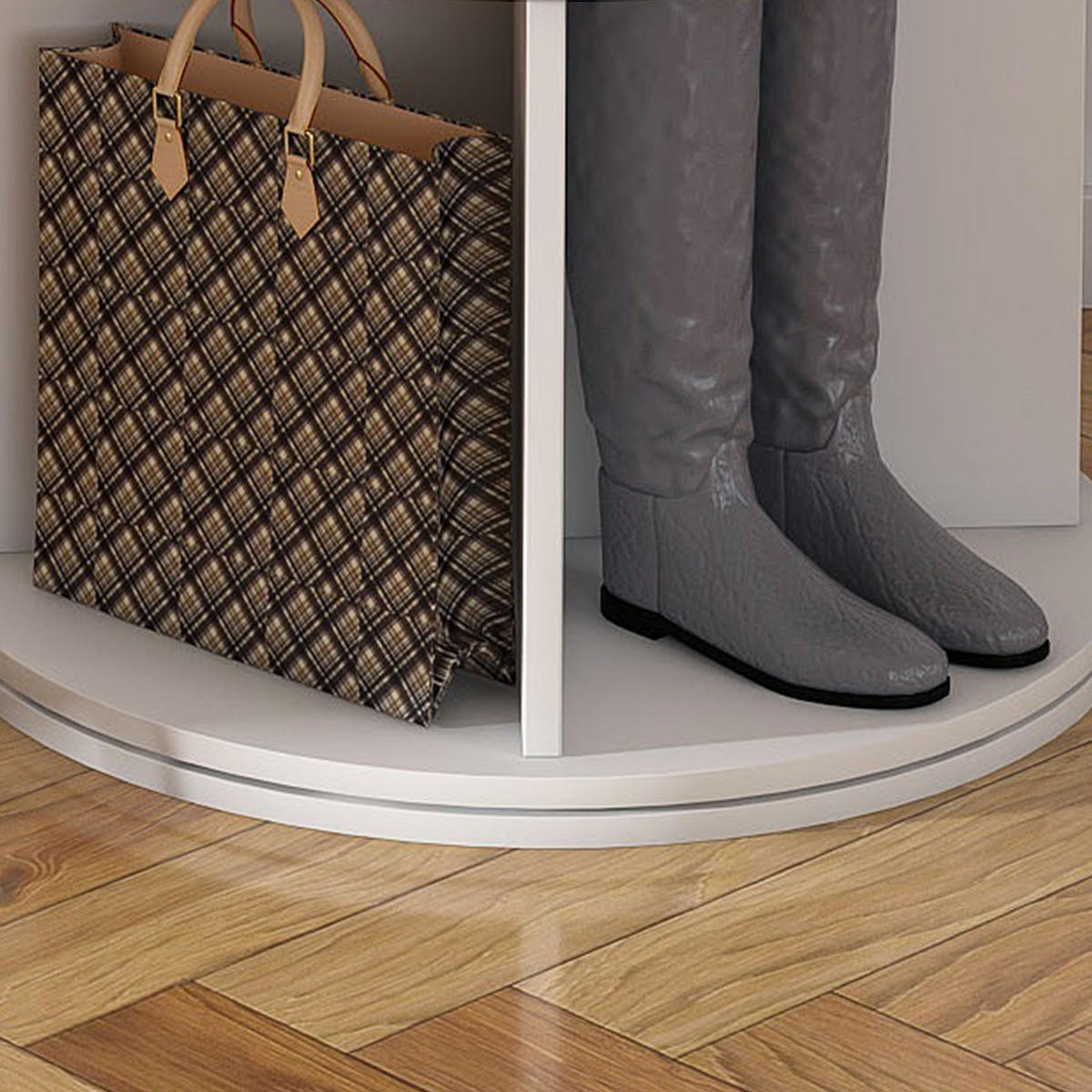 SCHUHTURM,7 Ebenen 360° drehbar für 28 Paar 60x60x184cm,weiß - Weiß, Holz (61/184/60cm) - Vallsero