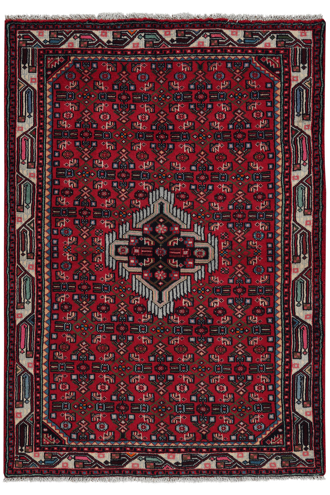 ORIENTTEPPICH handgeknüpft Assadabad Rot 146/102 cm Schurwolle - Rot, Textil (102/146cm) - Looma