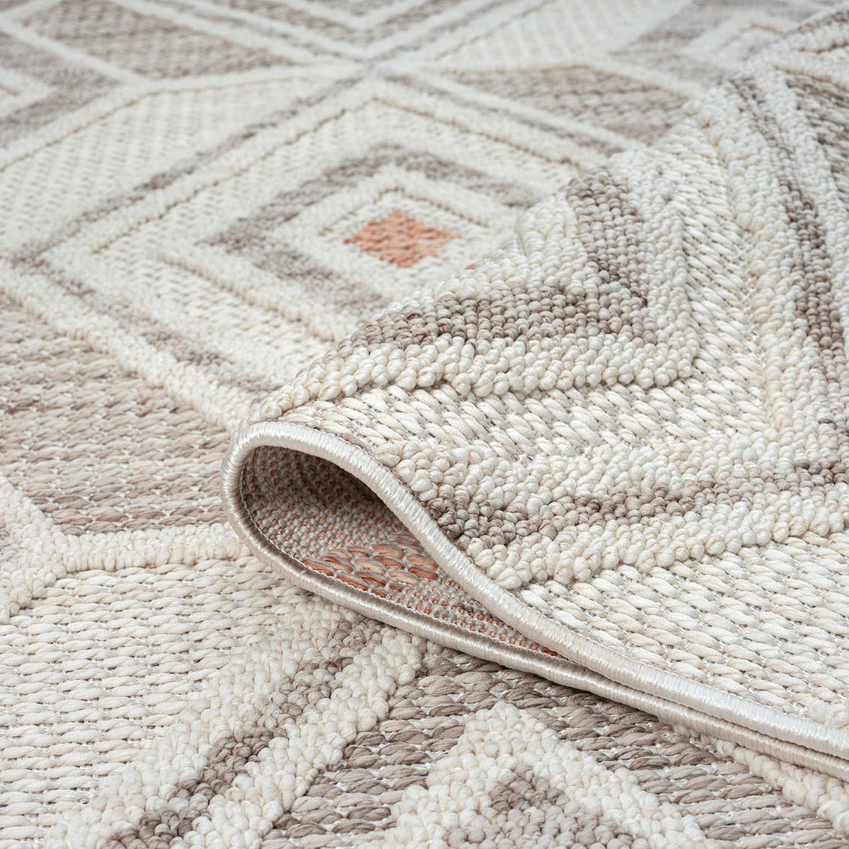 KURZFLOR-TEPPICH Lindo 8875 Terra 200x200 cm Rund - Beige, Textil (200/200cm) - carpet city