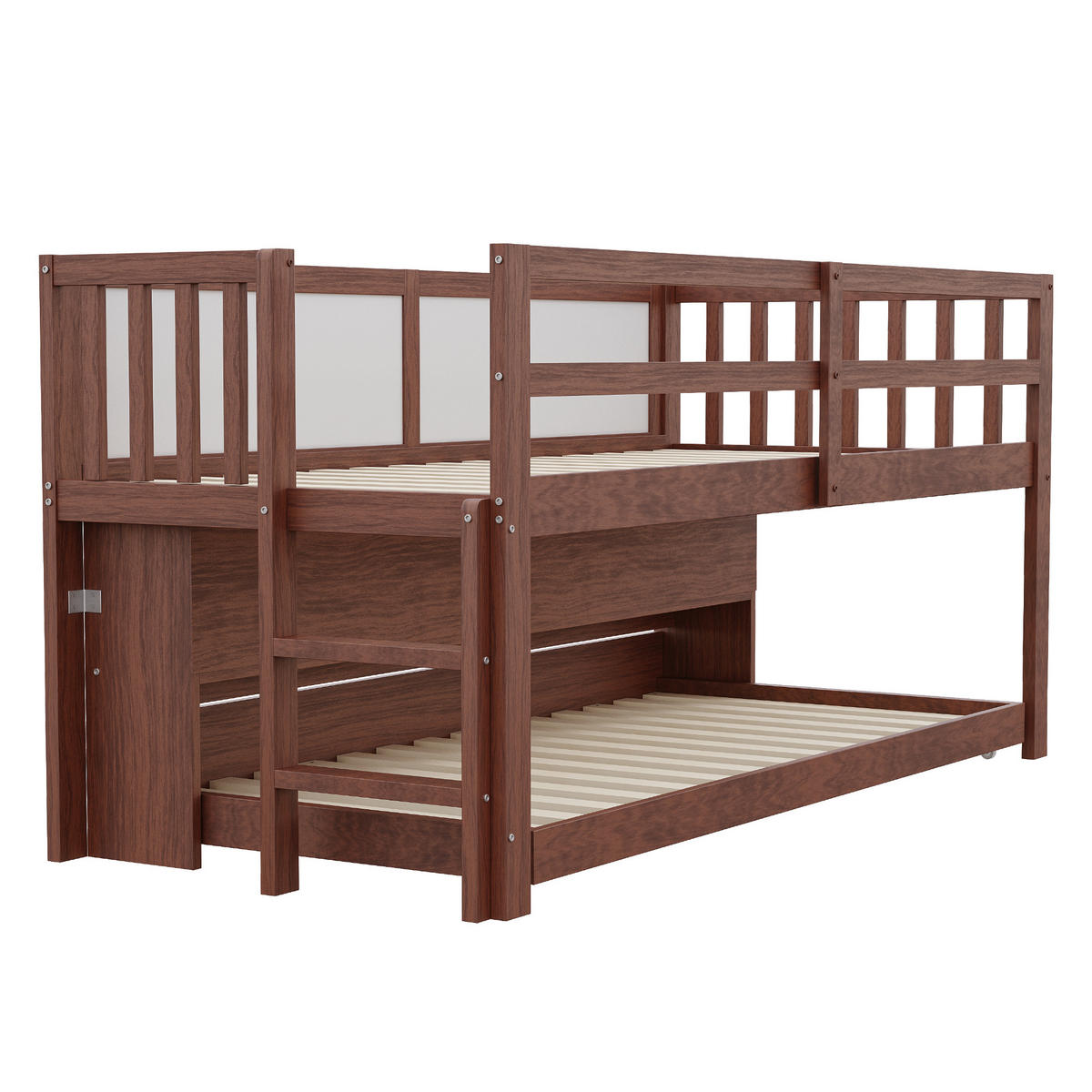 KINDERBETT 90/200 cm braun Multifunktionales Hochbett mit Kletterleiter und Graffiti-Tafel - Braun, Holz (90/200cm) - OKWISH