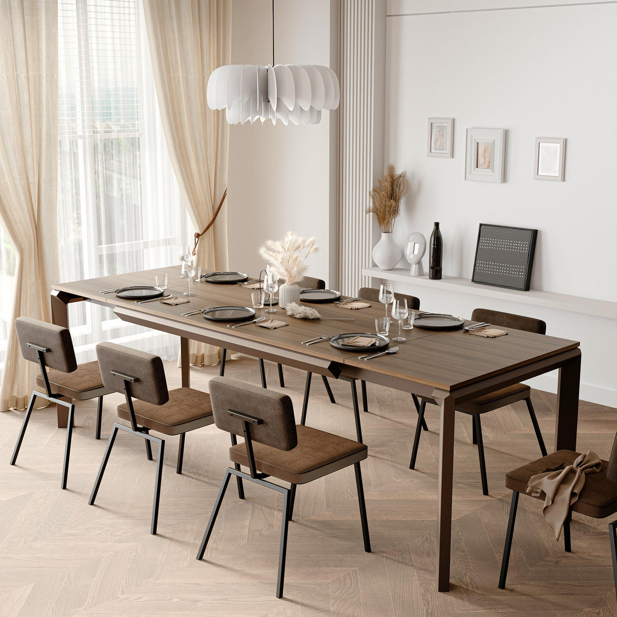 AUSZIEHTISCH FARO 180-270/90/76 cm, Franklin-Nussbaum / Braun - Nussbaumfarben/Braun, Holzwerkstoff/Metall (90/180/76cm) - Idohome