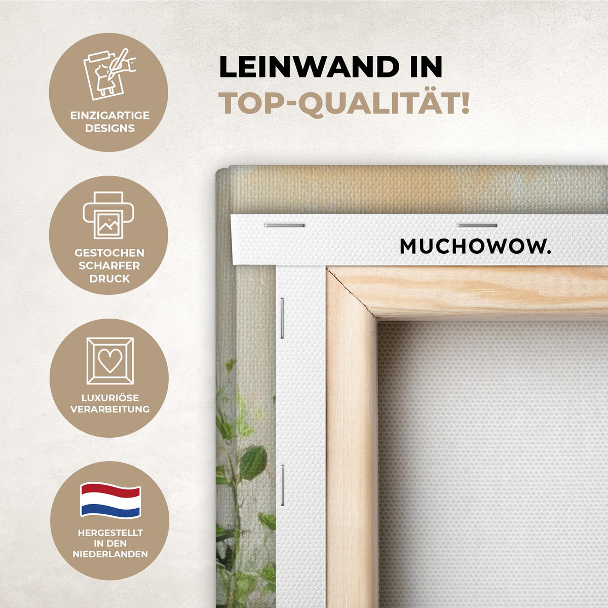 LEINWANDBILD Töpfe - Kräuter - Holz 40x60 cm - Terracotta, Textil (40/60cm) - MuchoWow