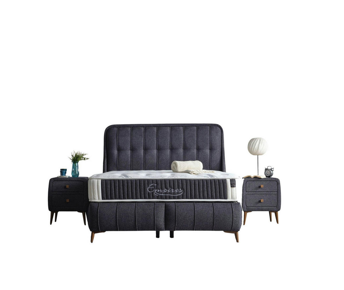POLSTERBETT-SET Empires 140x200 Anthrazit - Bett inkl. Matratze - Anthrazit, Metall (140/200cm) - Villa Möbel