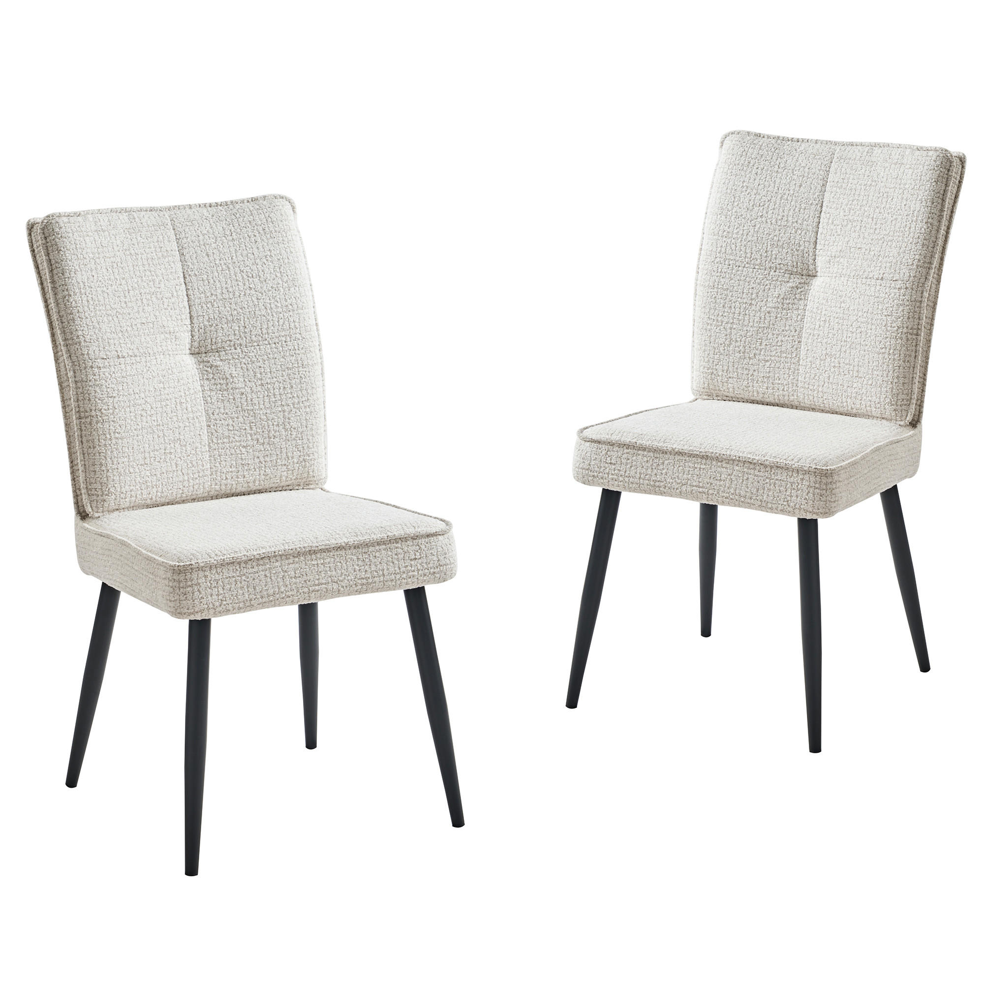 STUHL-SET DE-36847 2 Stück mit Hahnentritt-Bezug Cremeweiß - Creme, Metall (41/90.5/44cm) - ComfortXL