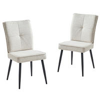 STUHL-SET DE-36847 2 Stück mit Hahnentritt-Bezug Cremeweiß - Creme, Metall (41/90.5/44cm) - ComfortXL