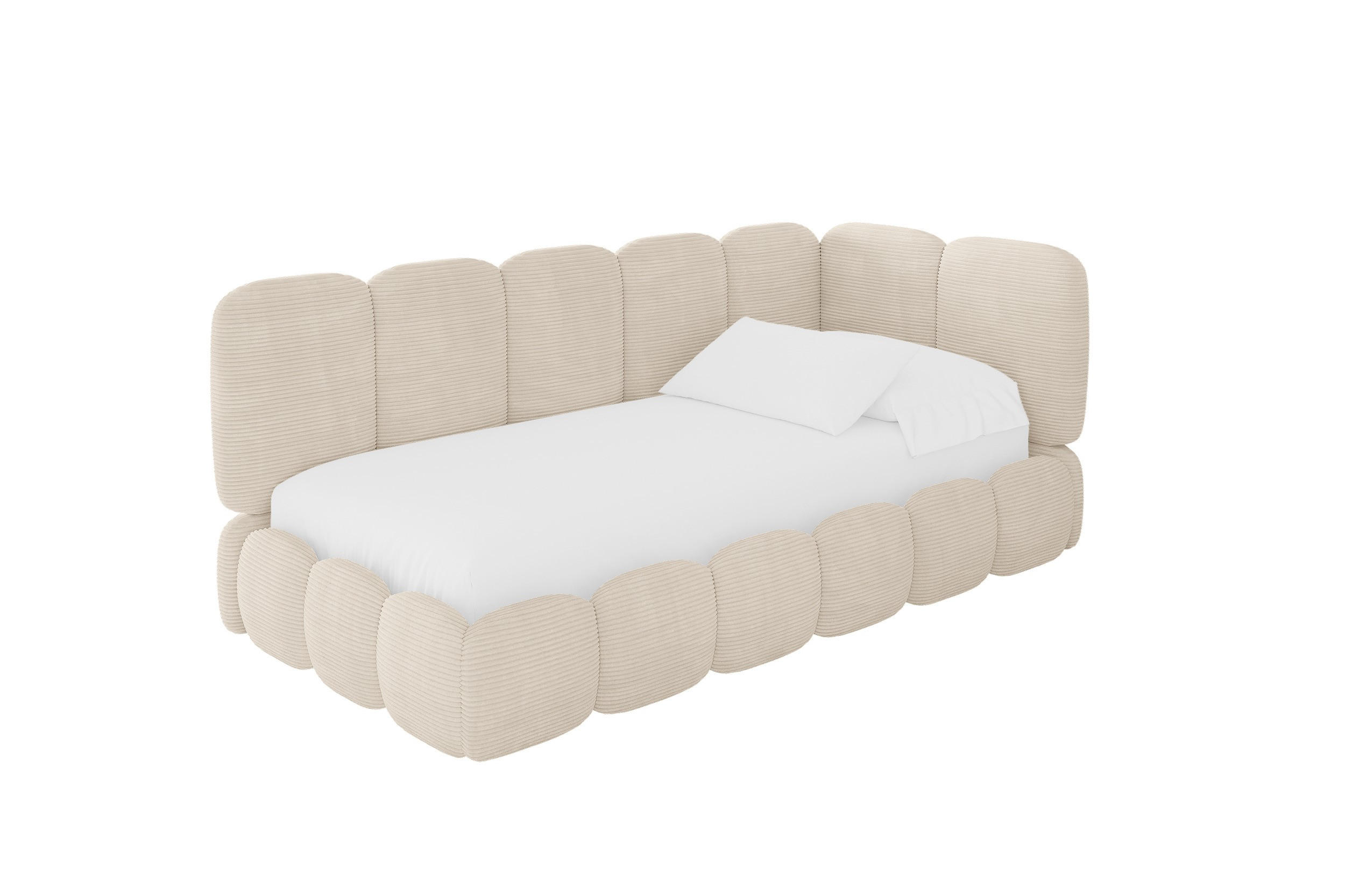 ALTDECOR JEDNOLŮŽKOVÁ POSTEL pro mládež s úložným prostorem a matrací H3/H4, vlevo - AVRY 90x200 béžová