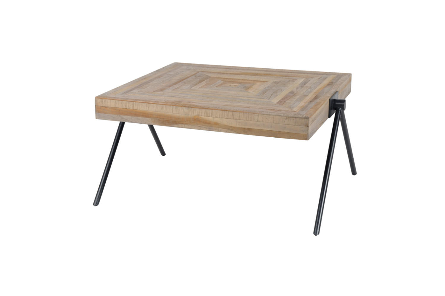 COUCHTISCH WILLY Braun Teakholz - Schwarz/Braun, Holz/Metall (80/80/43cm) - KAWOLA