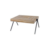 COUCHTISCH WILLY Braun Teakholz - Schwarz/Braun, Holz/Metall (80/80/43cm) - KAWOLA