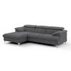 ECKSOFA mit Schlaffunktion und Bettkasten, verstellbare Kopfstützen - Chromfarben/Dunkelgrau, Textil/Metall (254/167cm) - Cotta