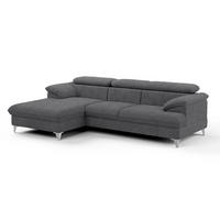 ECKSOFA mit Schlaffunktion und Bettkasten, verstellbare Kopfstützen - Chromfarben/Dunkelgrau, Textil/Metall (254/167cm) - Cotta