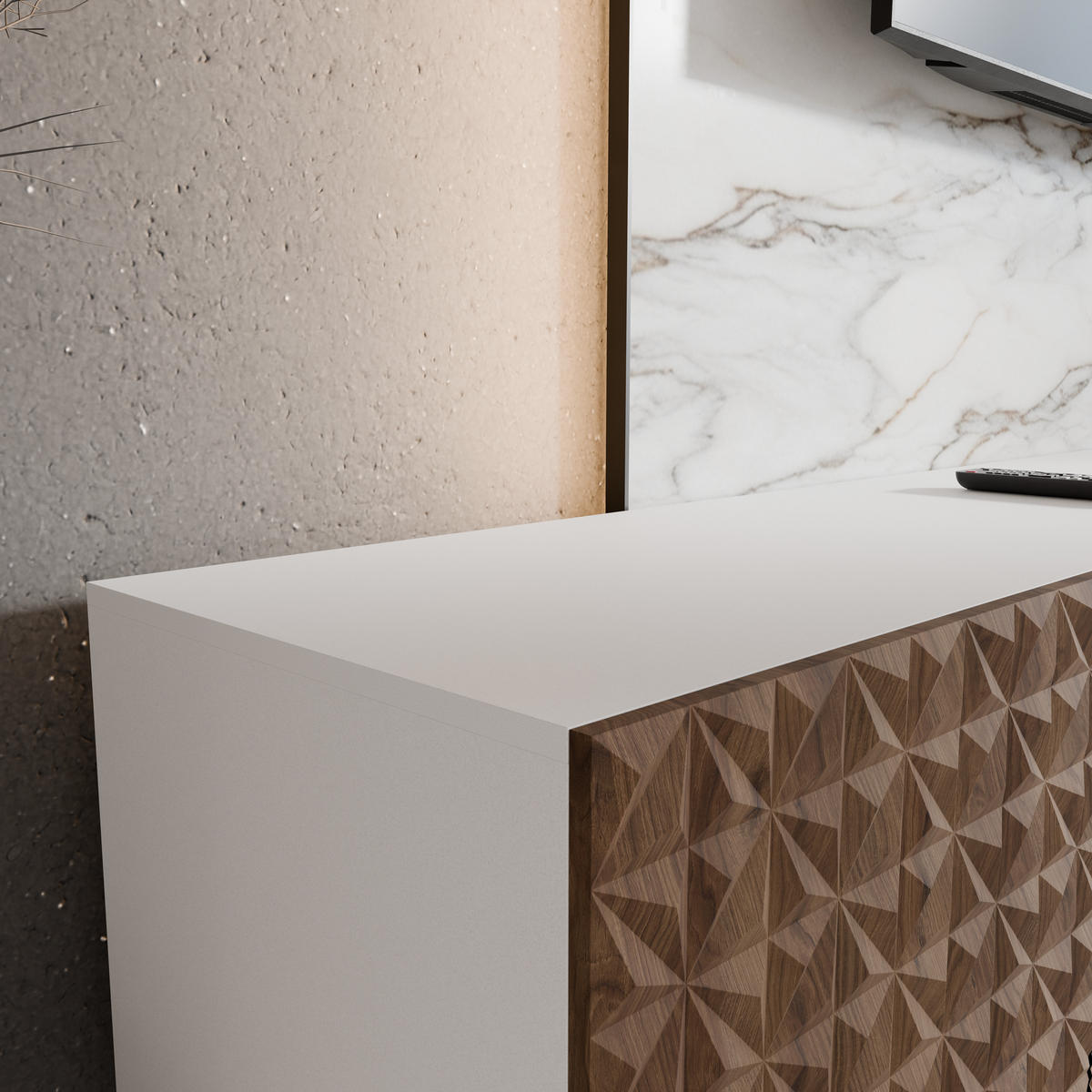 TV-SCHRANK CALI - Wildeiche/Weiß, Holzwerkstoff (300/41/40cm) - Meblini