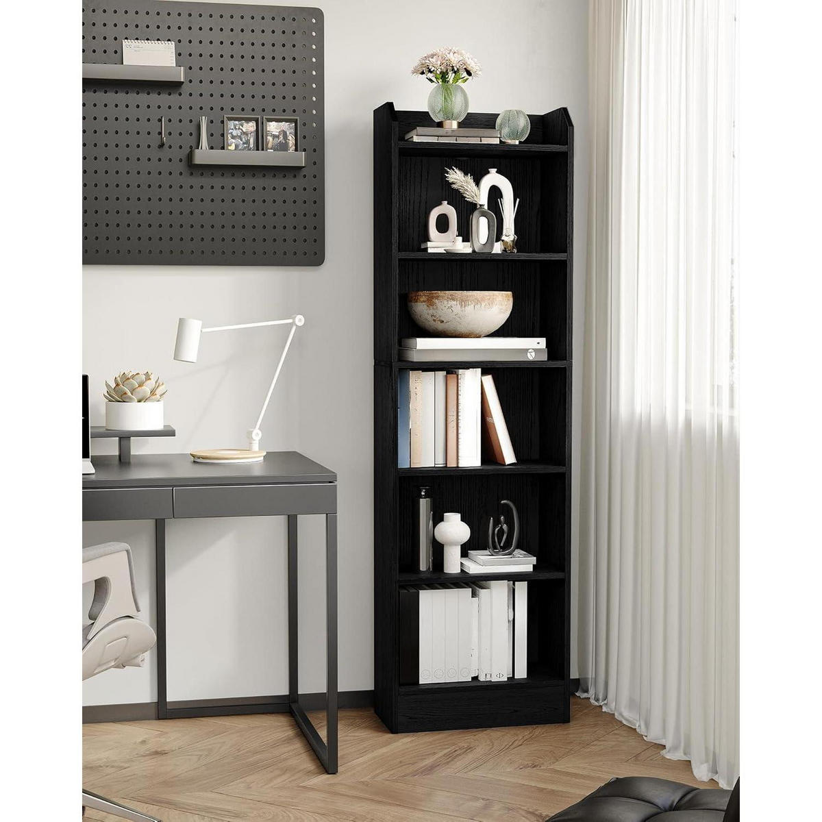 BÜCHERREGAL Standregal Schwarz 24 x 48 x 169,5 cm - Schwarz, Holzwerkstoff (48/169.5/24cm)