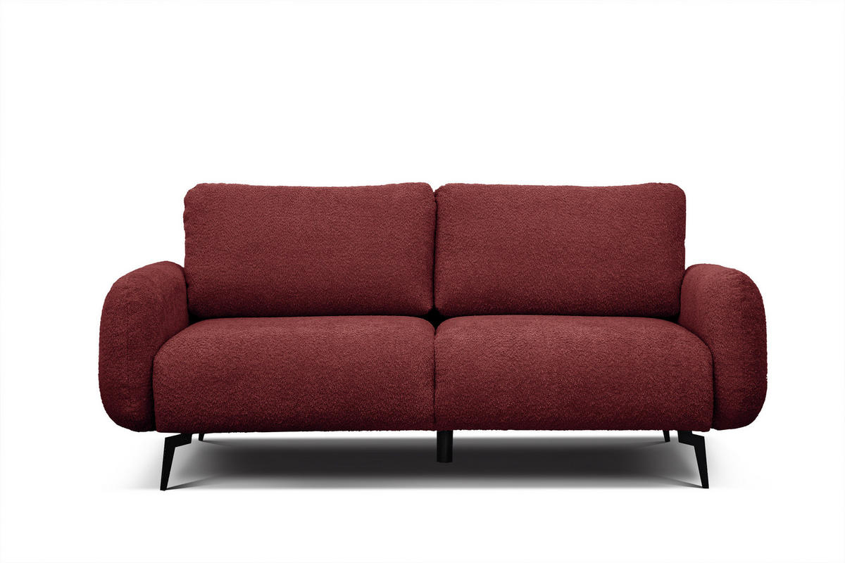 SOFA FEBE 3-Sitzer, bordeaux - Bordeaux/Schwarz, Holz/Textil (190/82/96cm) - Courtois Laville