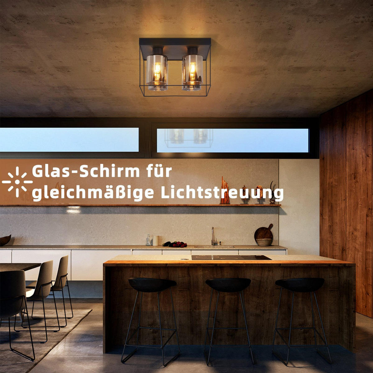 DECKENLEUCHTE Mantooth 30/30/20 cm - Schwarz, Metall (30/30/20cm) - Nettlife