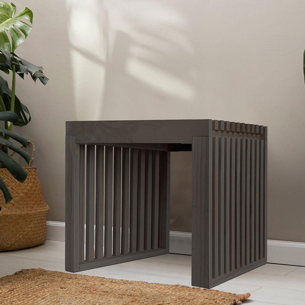 SITZBANK LORA - Schwarz, 50 cm - Schwarz, Holz (50/42/40cm) - Home Deluxe