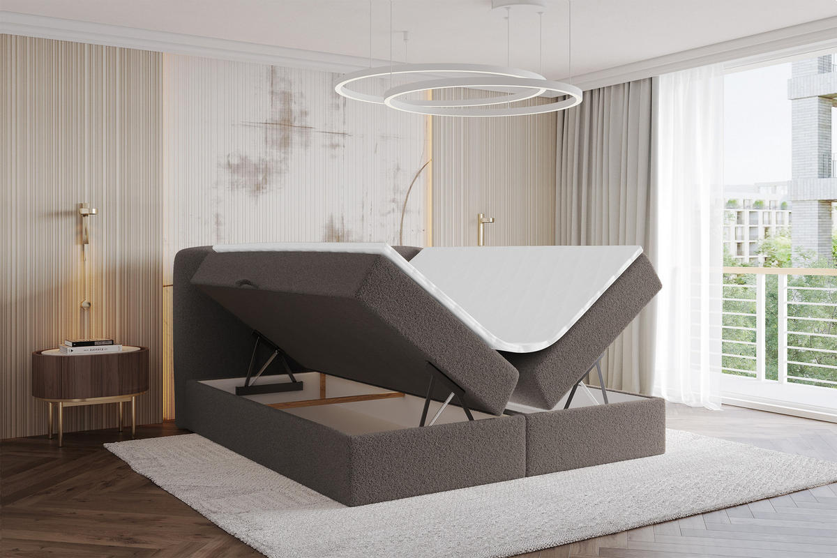 BOXBETT mit Matratze H4 - NINA - 160x200 cm Braun - Braun, Holzwerkstoff (160/200cm) - ALTDECOR
