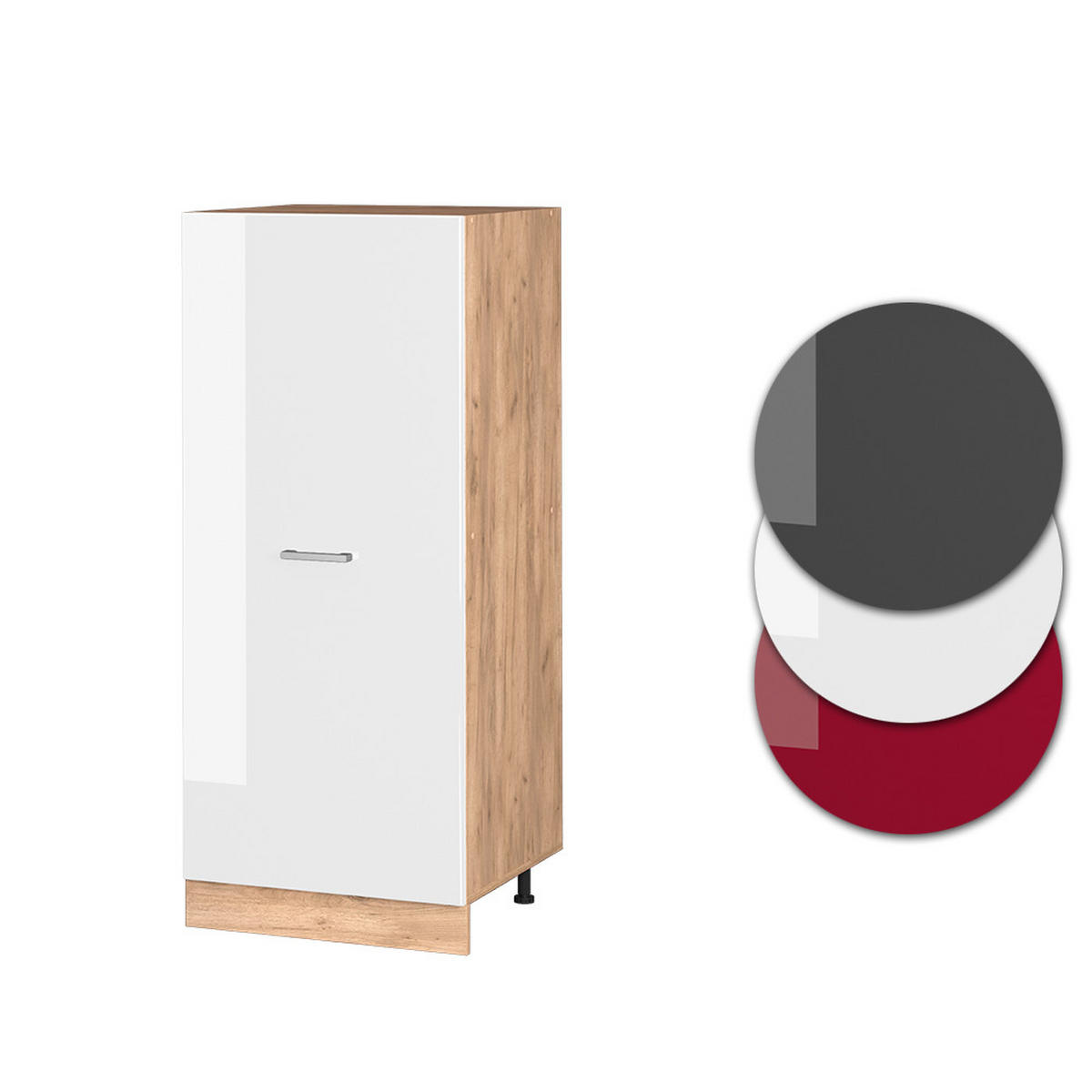 HOCHSCHRANK R-Line Weiß Hochglanz 60 cm - Honigeiche/Weiß Hochglanz, Holzwerkstoff (60/143/57cm) - Vicco