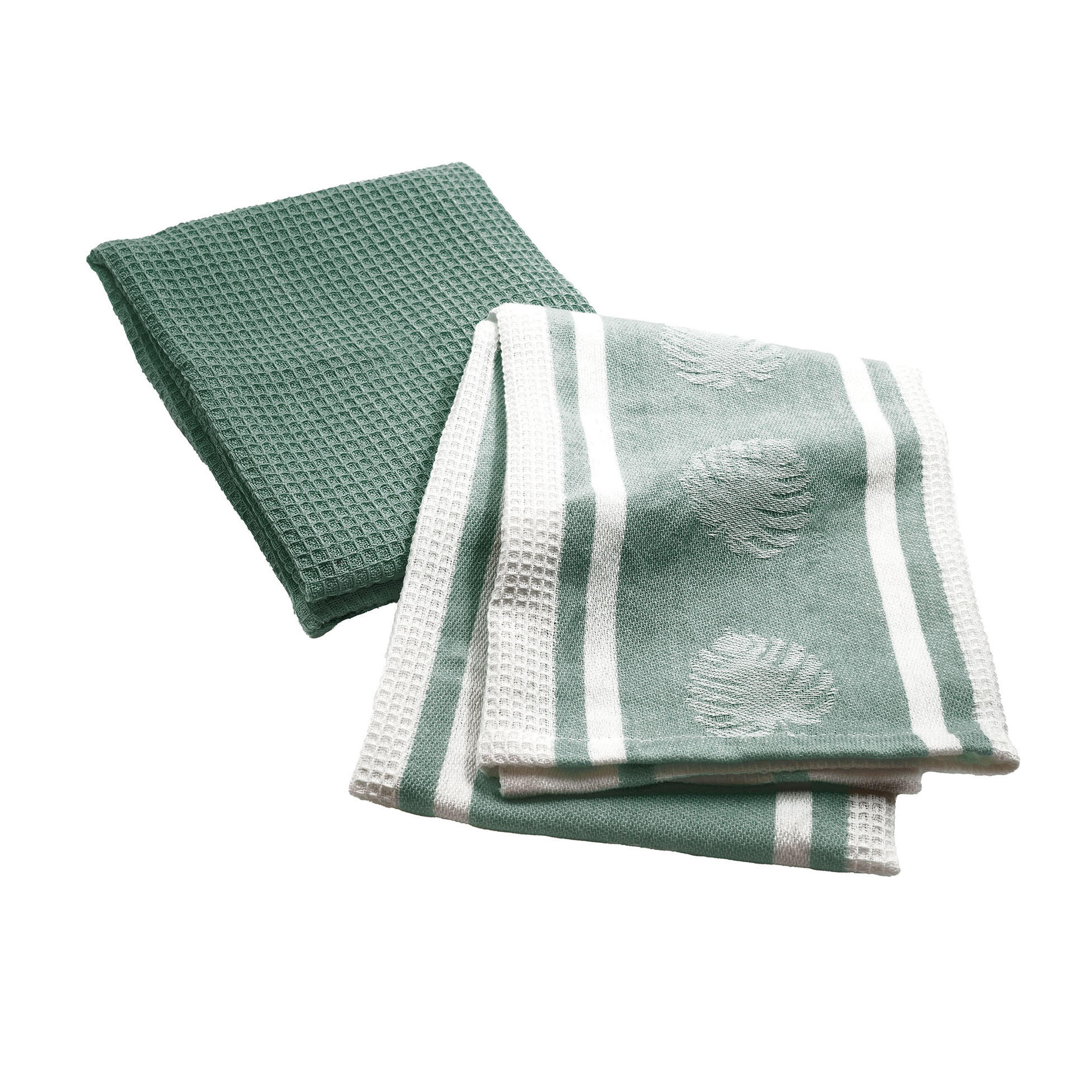 KÜCHENTÜCHER Ardenia 50/70 cm 2er-Set - Grün, Naturmaterialien (70/50cm) - Douceur d´intérieur