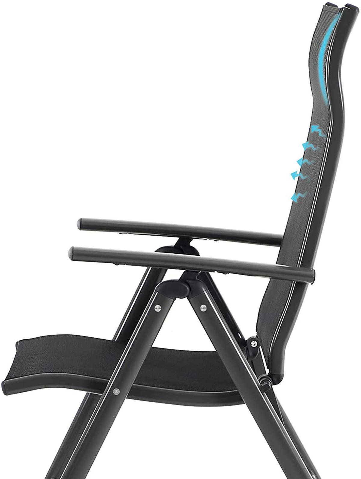 GARTENSTUHL KLAPPSTUHL 2ER-SET - Schwarz, Metall (70/106/56cm) - Hansiro