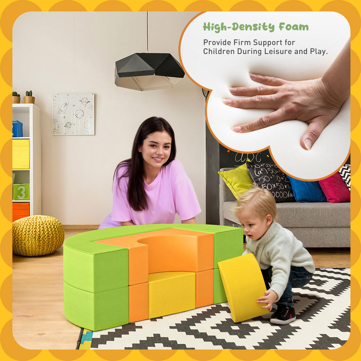 PUZZLE-SOFA mehrteilige Kombination geeignet für Kinder 4er-set - Multicolor, Textil (110/20/110cm) - Vercart