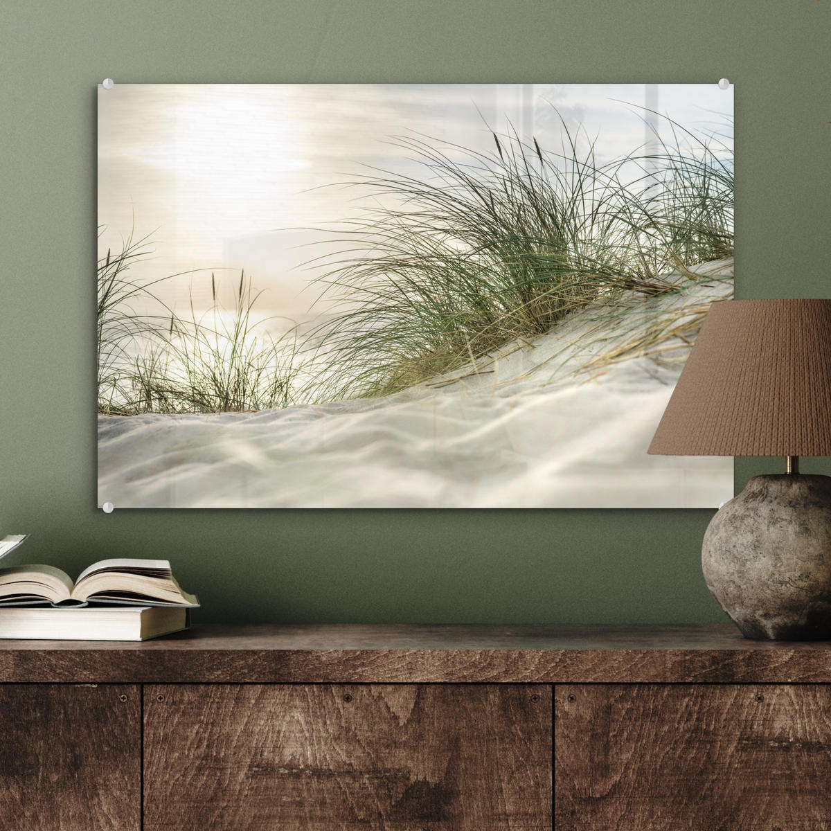 ACRYLGLASBILD Dünen - Strand - Schlewswig-Holstein - Wattenmeer 60x40 cm - Creme, Glas (60/40cm) - MuchoWow