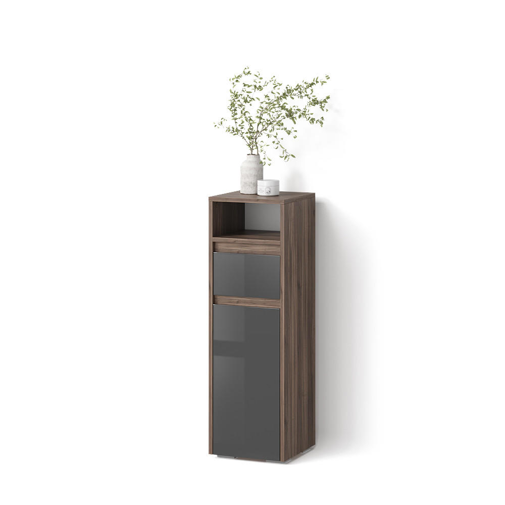 MIDISCHRANK Savuto Anthrazit Hochglanz 30.2 x 96.3 cm - Anthrazit/Walnussfarben, Holzwerkstoff (30.2/96.3/30cm) - Livinity®