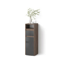 MIDISCHRANK Savuto Anthrazit Hochglanz 30.2 x 96.3 cm - Schwarz Hochglanz/Walnussfarben, Holzwerkstoff (30.2/96.3/30cm) - Livinity®