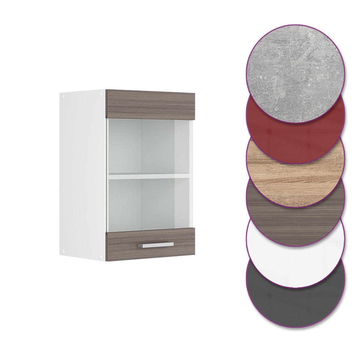 KÜCHENGLASSCHRANK R-Line Grau 40 cm - Weiß/Braun, Holzwerkstoff (40/60/31cm) - Vicco