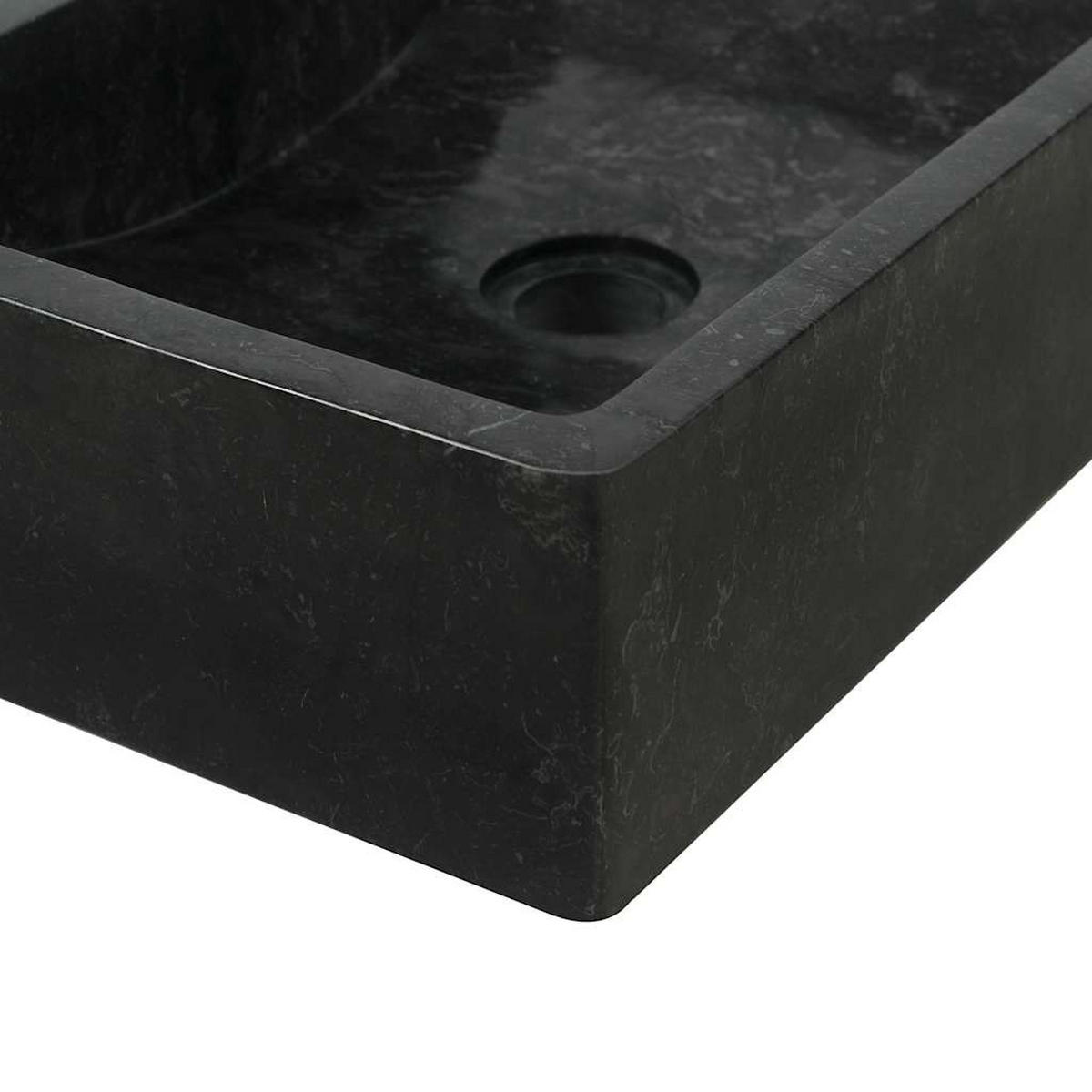 WASCHBECKEN 45/30/12 Cm Marmor Hochglanz-Schwarz - Schwarz, Stein (30/12/45cm) - vidaXL