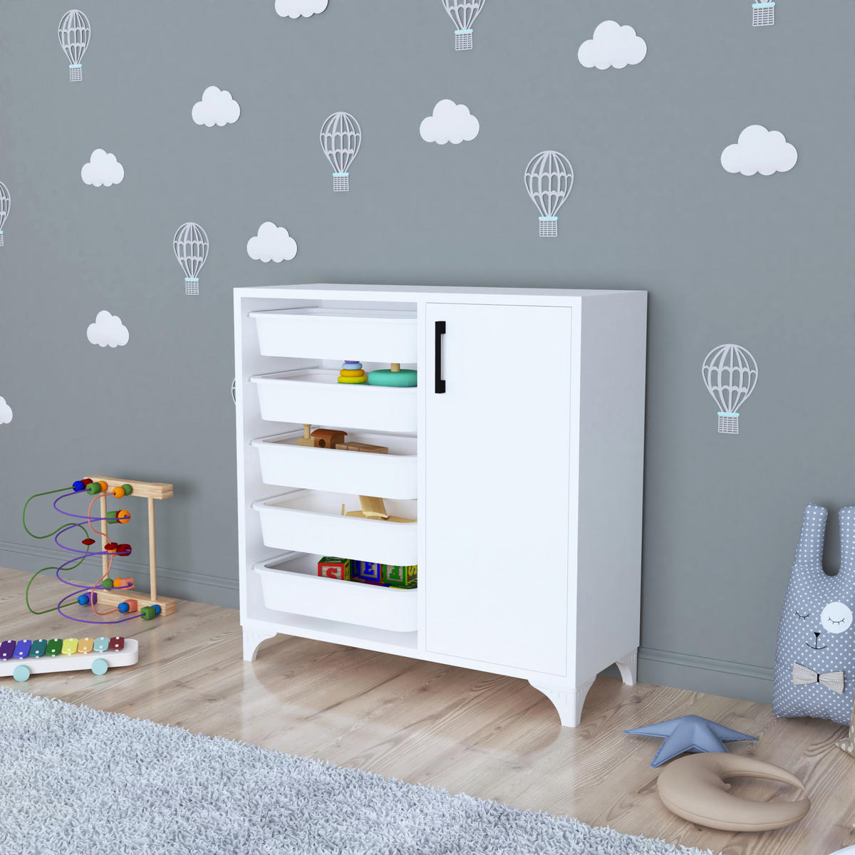 BEISTELLSCHRANK Aurland - Weiß, Holzwerkstoff (77/78.5/30cm) - [en.casa]