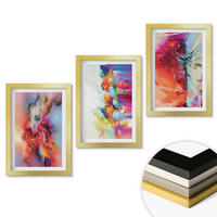 WANDBILDER 3er Set - 20x30 cm Goldrahmen - Farbenfrohe Abstraktionen der Form - Goldfarben, Kunststoff (20/30cm) - ArtPrintCave