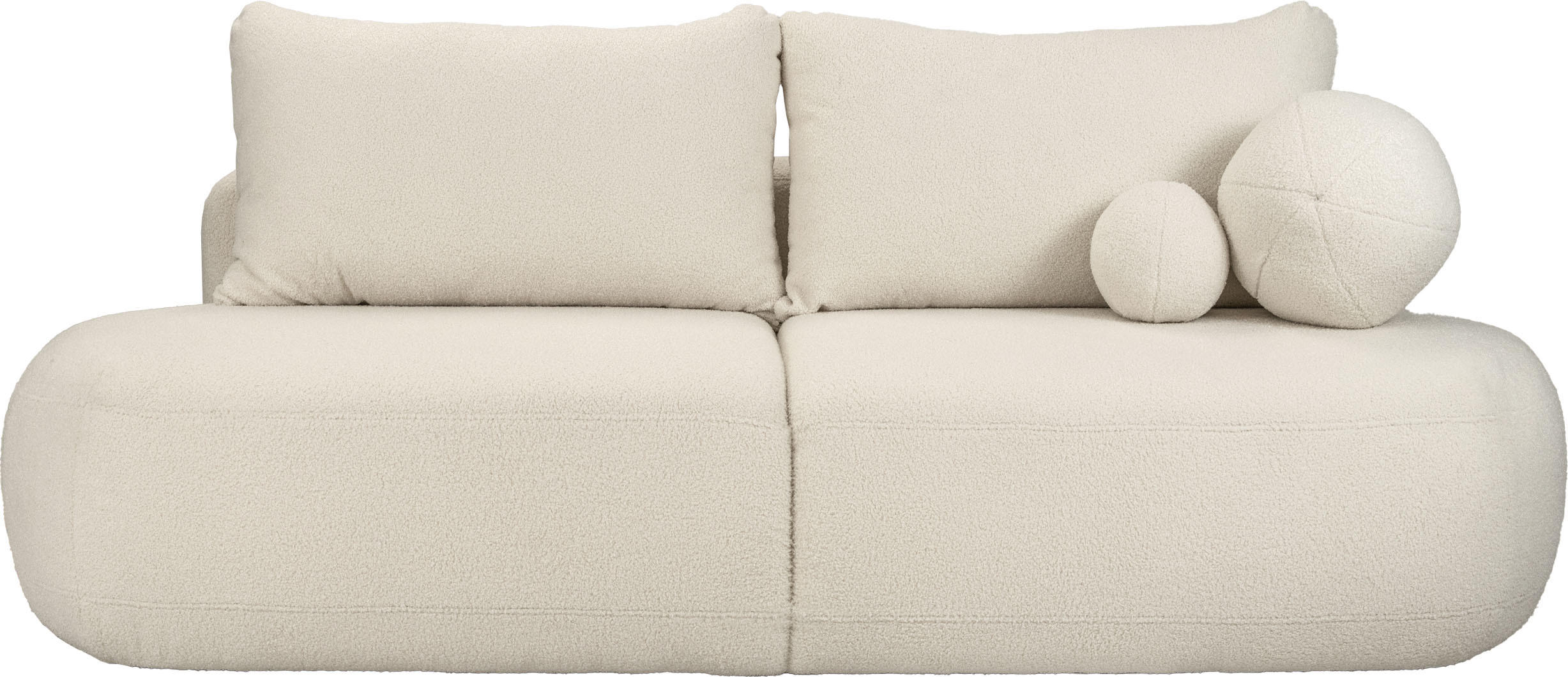 SCHLAFSOFA Bolla 3-Sitzer mit Bettkasten, Creme Boucle 240/90/90 cm - Creme/Schwarz, Kunststoff/Textil (240/90/90cm) - WFL GROUP