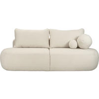 SCHLAFSOFA Bolla 3-Sitzer mit Bettkasten, Creme Boucle 240/90/90 cm - Creme/Schwarz, Kunststoff/Textil (240/90/90cm) - WFL GROUP