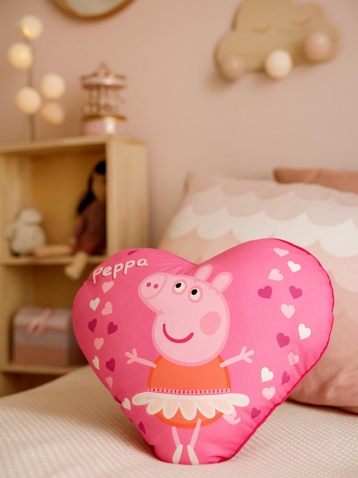 KINDERKISSEN Peppa Wutz Plüsch Herz Pink 45 x 45 cm - Pink, Textil (45/45cm) - United Labels