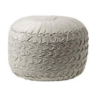 SAMT-POUF Grace grau, plissiert in Flechtoptik, 50/50/35 cm - Grau, Textil (50/35/50cm) - Homescapes