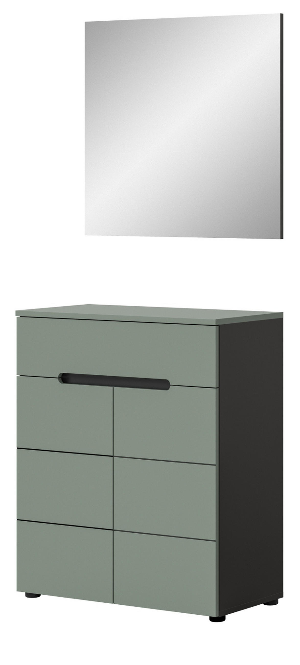 GARDEROBE-SET Salbei und grau, Garderobe 2-teilig, 80 x 190 cm, Soft-Close - Salbeigrün/Dunkelgrau, Holzwerkstoff/Kunststoff (80/190/37cm) - Inn.Furn