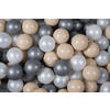 BÄLLE für Bällebad, Spielbälle, Plastikbälle für Kinder Set 50 pcs.: Beige/Perlweiß/Silber - Hellbraun, Textil (7/7/7cm) - MeowBaby