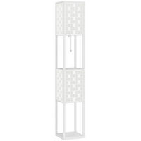 STEHLAMPE, Stehleuchte mit 2 Fächern, E27 Sockel, Gittermustersäule, Weiß - Weiß, Kunststoff (26/26/155.5cm) - HOMCOM